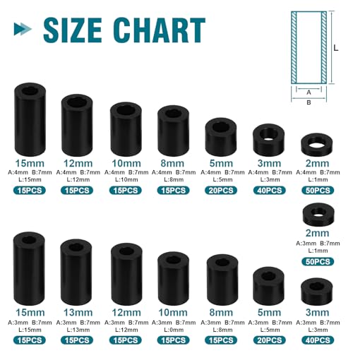 355 Pcs Nylon Electrical Outlet Spacers Kit - Non-Threaded Round Plastic Spacers for Switch & Receptacle Screws, Secure Fit Spacer Assortment for Outlet Installation and DIY Projects