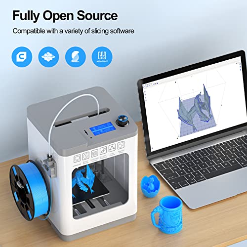 Entina Mini 3D Printers Tina2 Basic, Fully Assembled and Auto Leveling 3D Printer for Beginners and Kids, Easy Setup, Safe Design, High Precision Printing FDM Mini 3D Printer for Home & School - color: Grey
