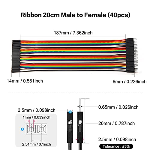 Chanzon 40pcs 20cm Long Male to Female Ribbon Jumper Wire Dupont Cable Line - color: (2) Male to Female (40pcs), size: 20CM