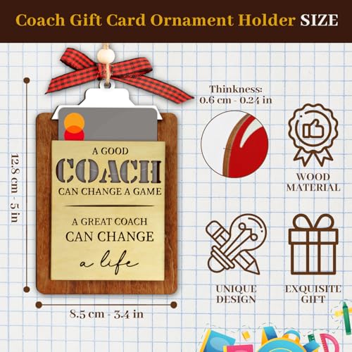 Thanks A Latte New Year Gift Card Holder - Wooden Teacher Coffee Gift Card - color: Coach Clip Board