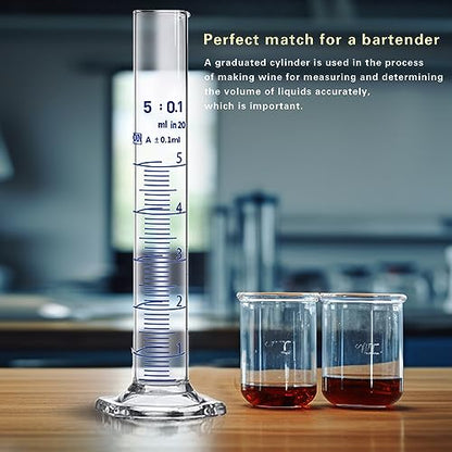 Thick Glass Graduated Cylinder Measuring Liquid Lab Hexagon Base Cylinders Come with One Glass Dropper (Glass, 5ML) - size: 5ml