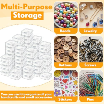 Jetec 6 Pieces Mini Plastic Clear Beads Storage Containers Box for Collecting Small Items, Beads, Jewelry, Business Cards, Game Pieces, Crafts (2.1 x 2.1 x 0.8 Inch) (Pack of 3) - size: 2.1 x 2.1 x 0.8 Inch (Pack of 3)
