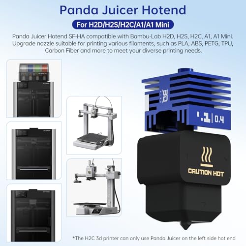 2 Pack BIQU Panda Juicer SF Hotend Print Head Kit for Bambu-Lab H2D/H2S/H2C/A1/A1 Mini Upgrade Standard Flow High Temperature Hot End 0.4mm Hardened Steel Detachable Nozzle with 5PCS Silicone Sock - size: Panda Juicer SF(For H2D/H2S/H2C/A1/A1 Mini)
