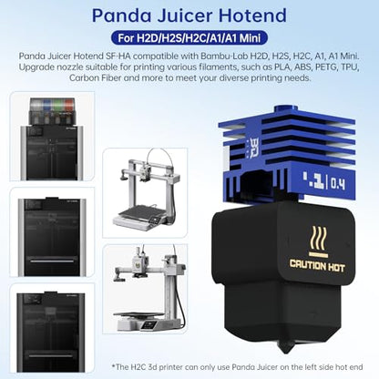 2 Pack BIQU Panda Juicer SF Hotend Print Head Kit for Bambu-Lab H2D/H2S/H2C/A1/A1 Mini Upgrade Standard Flow High Temperature Hot End 0.4mm Hardened Steel Detachable Nozzle with 5PCS Silicone Sock - size: Panda Juicer SF(For H2D/H2S/H2C/A1/A1 Mini)