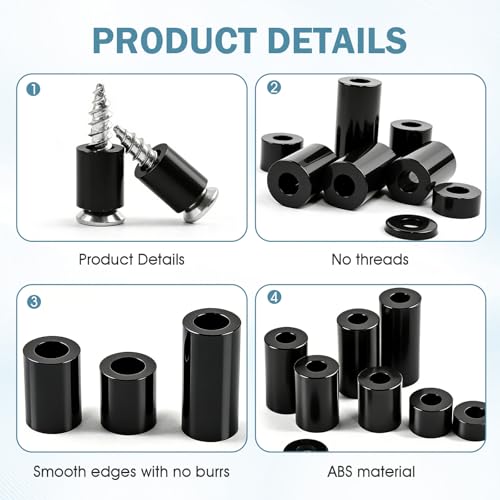395 Pack Black Nylon Spacers Kit, Applicable to Standoff for PCB Motherboard, Circuit Board, Electrical Screws Switch and Receptacle Non-Threaded Round Plastic Spacers (Black)