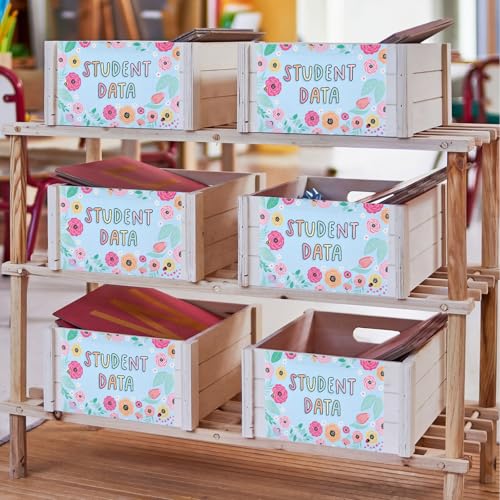 Marspark 10 Set Classroom Organization Folder Labels Student Data Stickers - style: Flower