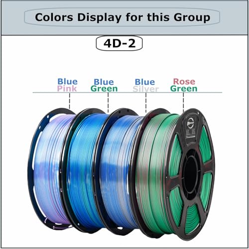 Dual Color Silk PLA 4KG 1.75mm 3D Printer Filament 4D-2 - color: Pla-(1kg*4 Dual Shiny Bluepink+bluegreen+bluesilver+rosegreen)