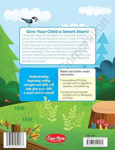 Evan-Moor Smart Start Beginning Coding, Grade PreK, Activity Workbook, Includes Stickers and Audio Read Along, Basic Skills, Critical Thinking, ... Beginning Coding Stories and Activities)