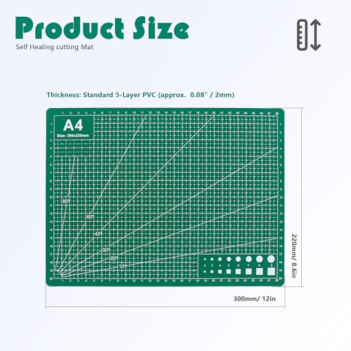 2 Packs A4 Cutting Mats, 12'' x 9'' Double Sided Cutting Mat - size: 12 x 9 inches