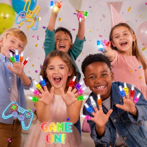 24 Pcs Video Game Party Favors LED Finger Lights Toys for Kids Ages 3-12 - style: Video Game