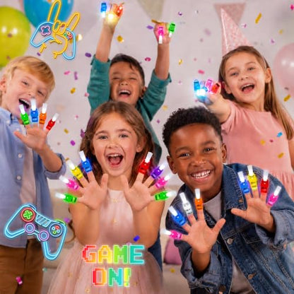 24 Pcs Video Game Party Favors LED Finger Lights Toys for Kids Ages 3-12 - style: Video Game