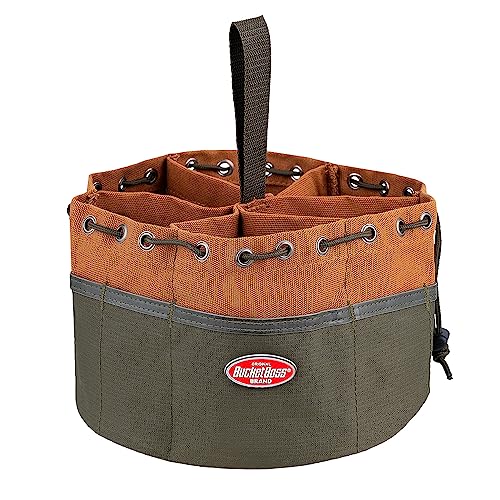 BucketBoss 25001 Canvas Organizer Parachute Bag with 19 Pockets for Nails,Screws, and Bolts in Brown