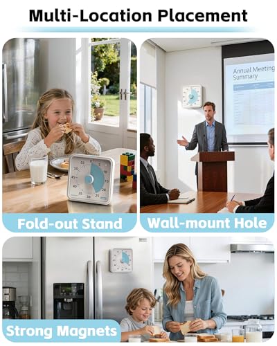 8-Inch Large Visual Timer for Kids 60-Minute Classroom Timer Magnetic - color: White-blue