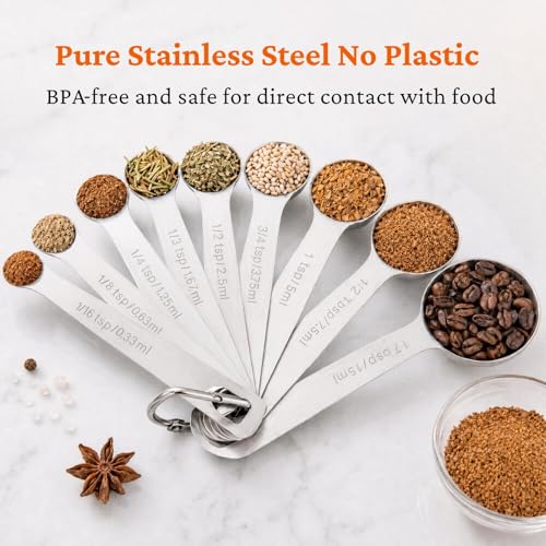 14PCS Measuring Spoons Set, 1 tbsp, 1/2 tbsp, and 1-1/16tsp Stainless Steel Measuring Spoons for Cooking Baking Spice Jars and Liquid Ingredients - size: 14 Pcs