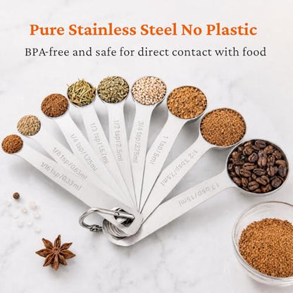 14PCS Measuring Spoons Set, 1 tbsp, 1/2 tbsp, and 1-1/16tsp Stainless Steel Measuring Spoons for Cooking Baking Spice Jars and Liquid Ingredients - size: 14 Pcs