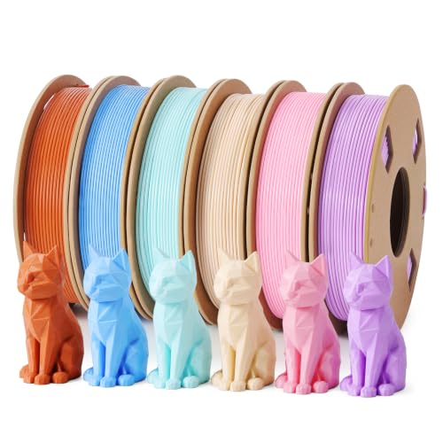 PLA 3D Printer Filament Bundle 1.75mm, 6 Colors Pastel 250g Each