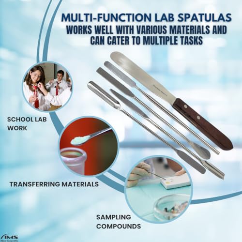Multifunction Scientific Lab Tools Basic Starter Biology Chemistry Set includes Stainless Steel Micro Sampling Spoon Scoop Spatulas, Forceps, Scissors, Scalpel Handle, Glass Pipette - 11Pcs