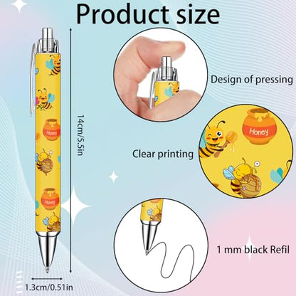 Idealmuzik Bee Pens Set – Cute Yellow & White Bumblebee-Themed Gel Pens for Teens, and Adults – Fun Bee Stationery for School, Office, Journaling, and Gift Giving, 10 Pack - color: Bee