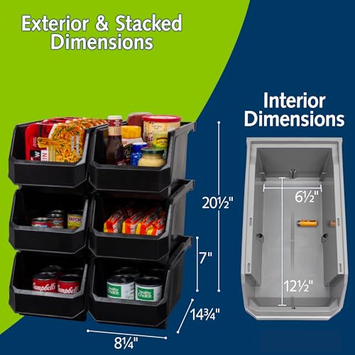 Akro-Mils ReadySpace Large Stackable Plastic Storage Bins, 6-Pack, Black - color: Black, size: Large, 6-Pack