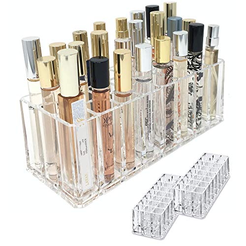 Acrylic Rollerball Perfume Organizer Beauty Scent Holder 24 Space Organization Refillable Container Tall Scented Oil Storage Display Case (2)
