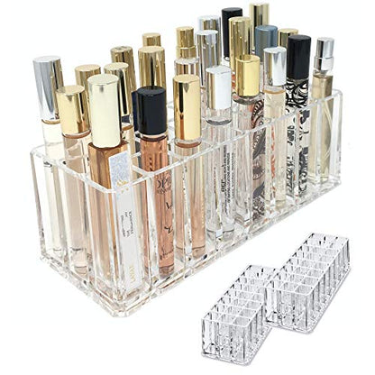 Acrylic Rollerball Perfume Organizer Beauty Scent Holder 24 Space Organization Refillable Container Tall Scented Oil Storage Display Case (2)