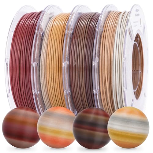 AMOLEN Marble PLA Filament 1.75mm Bundle, Rainbow Rock PLA 3D Printer Filament, 3D Printing Filament Dimensional Accuracy +/- 0.02 mm, 200gX 4 Spools Fit Most FDM Printer - color: Marble Green Schist/Rainbow Rock/Yellow Feldspar Rock/Red Limestone