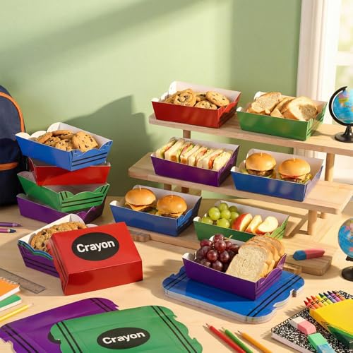 Cunhill 60 Pack Paper Food Trays 1 Lb Disposable Carnival Crayon - size: 1 lb, style: Crayon