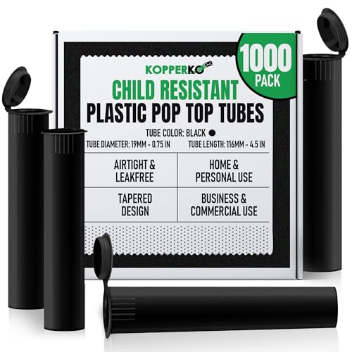 Kopperko Small Pill Containers, 116mm, 1000 Pack, Black - color: Black, size: 1000 Tubes