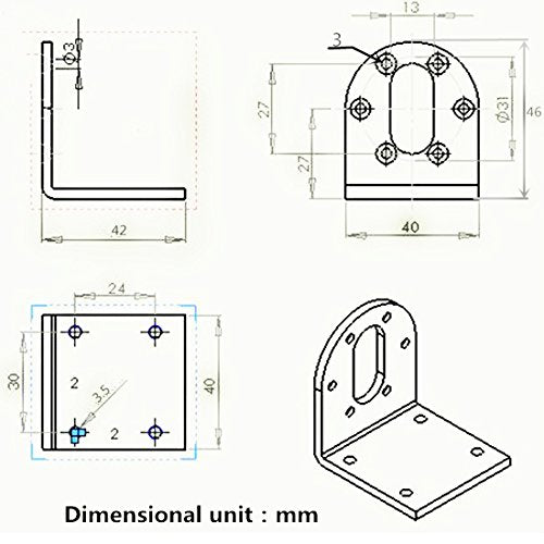 37mm DC Geared Motor Mounting Bracket Holder + 6mm Hex Coupling +Wrench+Screws