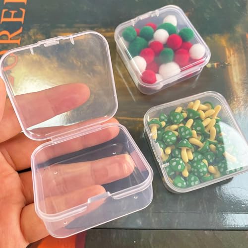 40 Pack 5.5cm Small Clear Storage Box,Clear Plastic Beads Storage Containers Box with Hinged Lid for Small Items and Craft Projects