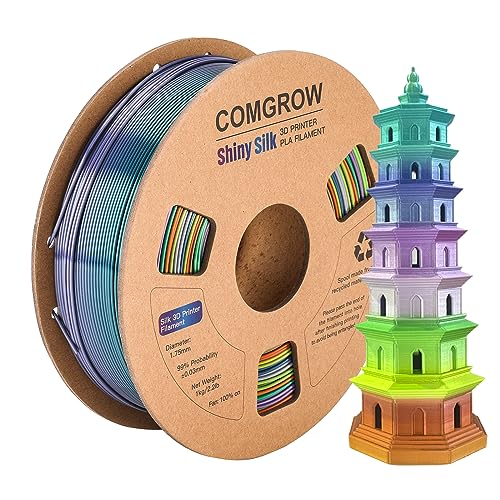 Comgrow Rainbow Colors Silk PLA 3D Printer Filament, PLA Filament 1.75mm - color: Rainbow Yellow