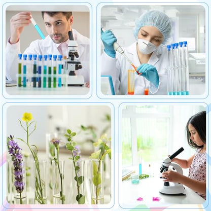 50 Pake 8 ml Clear Test Tubes with Caps 12x100mm Plastic Vials Test Tubes for Scientific Experiments Halloween Christmas Scientific Themed Birthday Party Supplies Candy Storage (Blue) - color: Blue