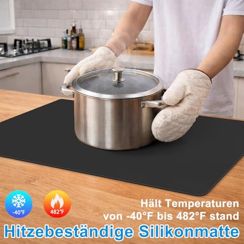AECHY Silicone Mat for Kitchen Counter, 27.5" x 16.5" x 0.08", Black - color: Black, size: 27.5" x 16.5"