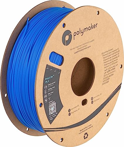 Polymaker PLA Filament, Azure Blue 3D Printing PLA Filament 1.75mm 1kg - PolyLite 3D Printer PLA Filament, Dimensional Accuracy +/- 0.03mm, Compatible with Most 3D Printer, Azure Blue - color: 123 - 1.75mm Azure Blue (Hex Code: #0061d5), size: 1.75 Millim