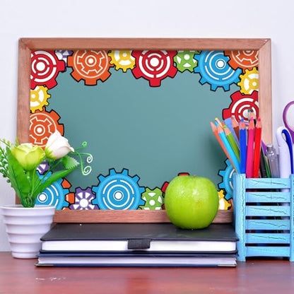 Outus 68 ft Gears Bulletin Board Borders, Engineering Science Trim - size: 2.99 Inches, style: Gear Shape