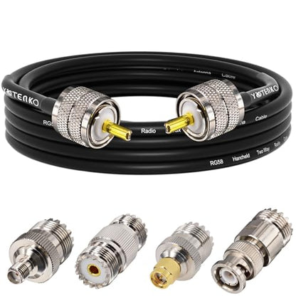 Ham Radio Coax Cable 50 Ohm, 10FT RG58 Coaxial PL259 w/ 4-Adapters - color: Ham Radio Go-Kit, size: 10ft