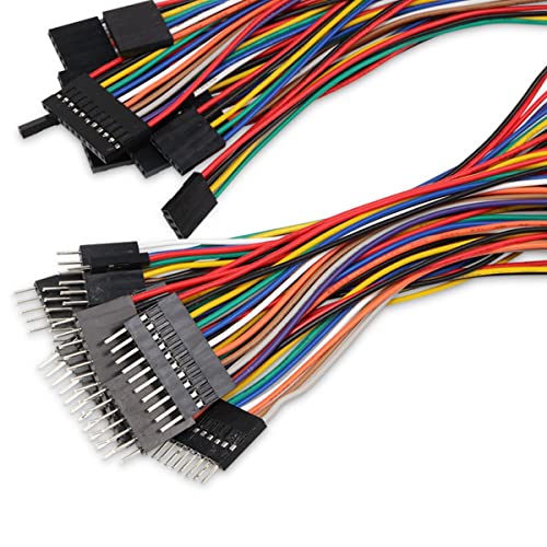 Unifizz PVC Multicolored Dupont Wire Length 500mm 2Pin Female to Female Terminal Wire Jumper Cable, Breadboard Jumper Ribbon Cable Kit, Multicolored 10pcs