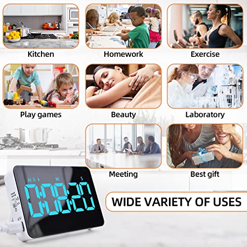 Samshow Rechargeable Digital Kitchen Timer, Ice Blue, 5 Inch - color: Blue