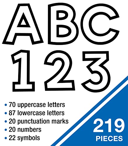 Carson Dellosa White Bulletin Board Letters 4", 219-pieces, Prepunched - color: White With Black Trim, size: 219 pieces