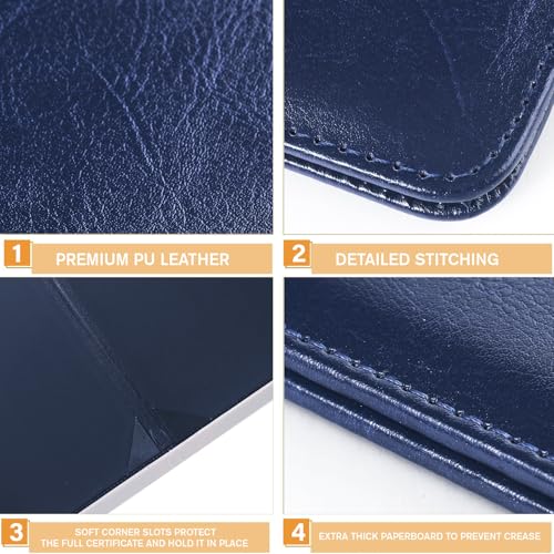Tenare PU Leather Certificate Cover Diploma Folder Holder - color: Blue