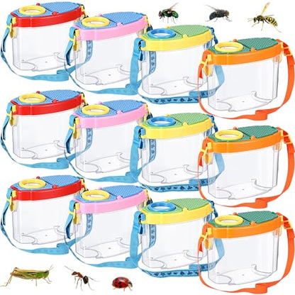Halloscume 12 Pcs Bug Catcher for Kids, Bug Habitat with Magnified Viewer