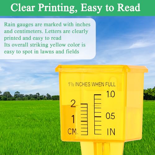 10 Pcs Rain Gauges, 1.57" Sprinkler Rain Gauge for Lawn with Wide Mouth, Transparent Outdoor Water Measuring Tool for Accurate (Yellow)
