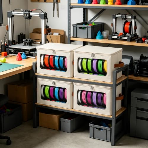 Filament Storage Box Waterproof Dry Box with Desiccants (White, 2 Pack) - color: White