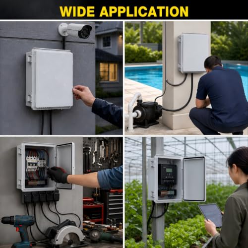 IP67 ABS Outdoor Electrical Junction Box Waterproof with Aluminum DIN Rail - color: Grey, size: 11.4''×7.5''×5.5''