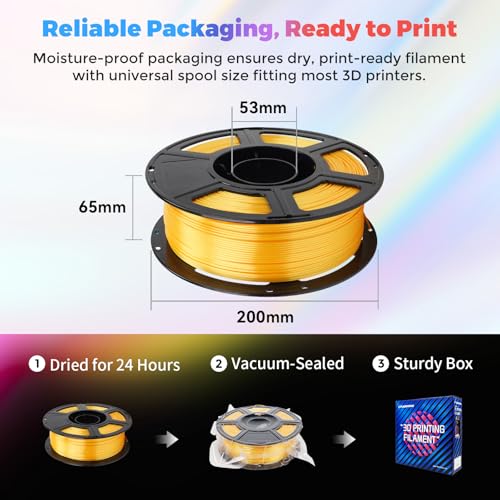 FLASHFORGE Silk PLA Filament 1.75mm Light Gold, Smooth and Silky Texture 3D Printing Filament, Dimensional Accuracy +/- 0.02mm - color: Light Gold