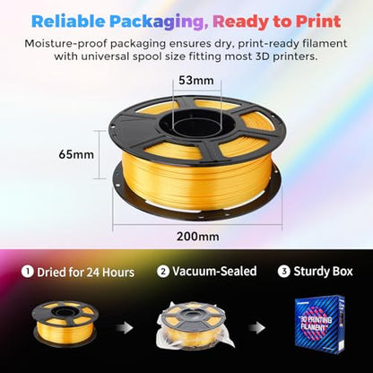 FLASHFORGE Silk PLA Filament 1.75mm Light Gold, Smooth and Silky Texture 3D Printing Filament, Dimensional Accuracy +/- 0.02mm - color: Light Gold