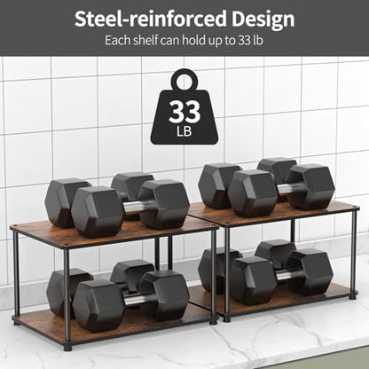Countertop Spice Rack, Stackable Wood & Metal Pantry Cabinet Shelf Organizer Storage, 4-Tier or Split into 2×2-Tier, Multi-Use for Kitchen Bathroom Desktop Home Office, Rustic Brown - size: 4 Tier