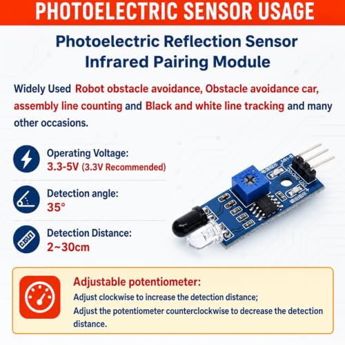 10-Pack IR Obstacle Avoidance Sensor Module, Adjustable