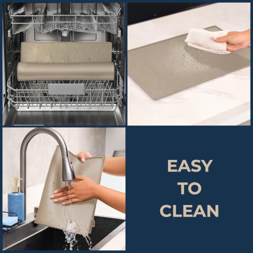 GASARÉ, Non Slip Cutting Board Mat, Grip Mat Pad, Under Kitchen Cutting Board, Raised Edges, Extra Large, Easy to Clean, 19 x 13 Inches, Taupe - color: Taupe