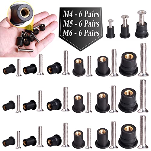 WEDAMER 18 Pairs M4 M5 M6 Neoprene Well Nuts Kit Rubber Well Nuts for Kayak - color: M4 M5 M6 each 6 Pairs